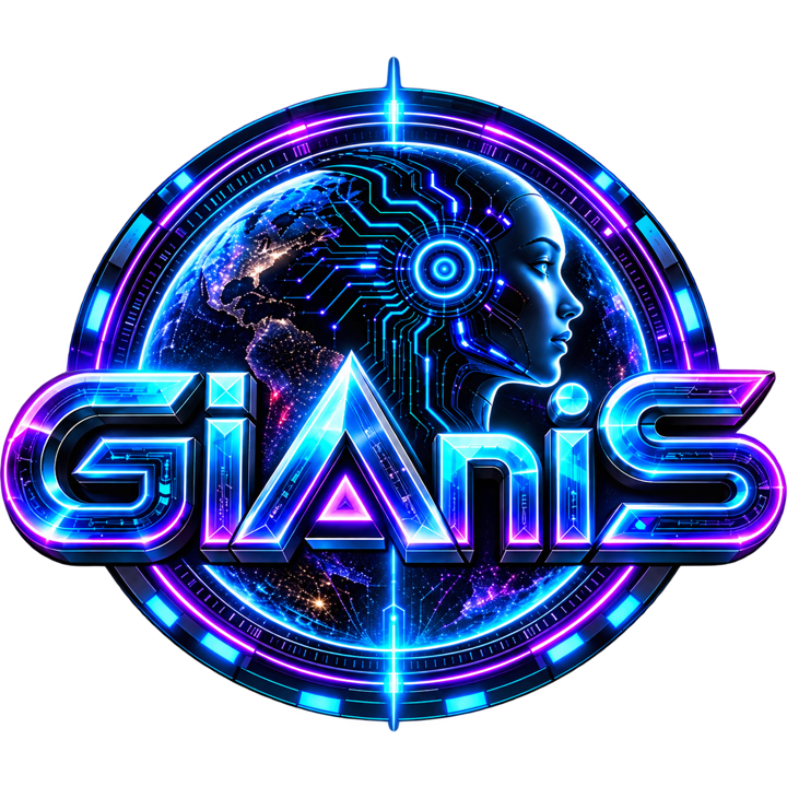 GIAniS, un visage lumineux entouré d’un cercle bleu et violet